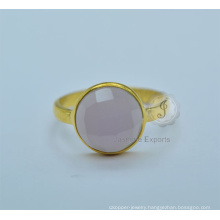 Gold Plated Chalcedony Gemstone Rings Gemstone Jewelry Wholesale